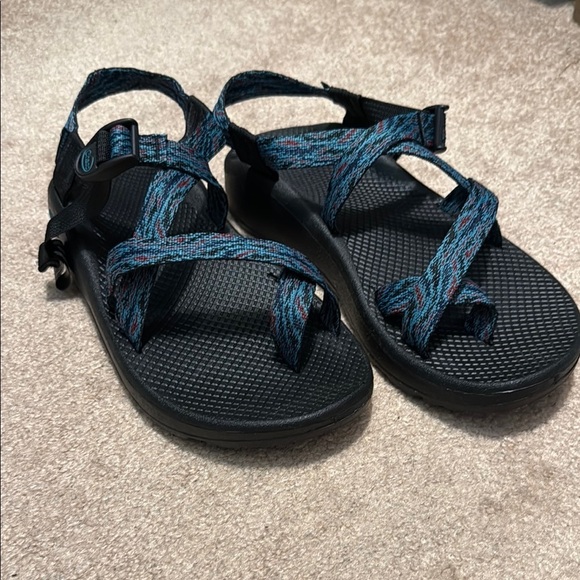Chaco Black and Blue Sport Sandals with Adjustable Straps - Picture 1 of 6
